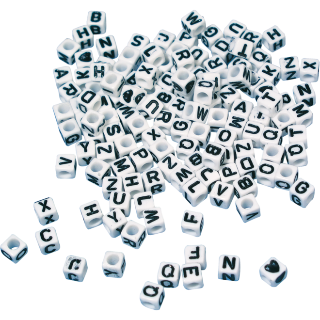Letterkralen 5 x 5 mm zwart/wit, 400 stuks