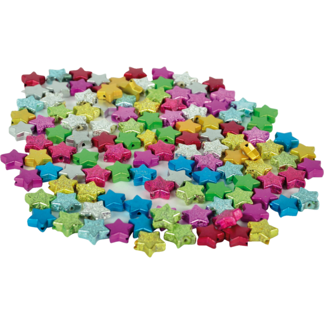 Kralen sterren disco 1 cm 120 stuks assorti