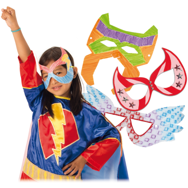 Maskers karton superhelden, 24 stuks