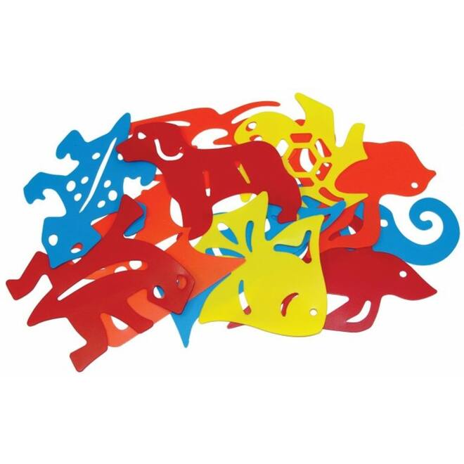Dieren puzzel sjablonen 12 x 18 cm, 12 stuks