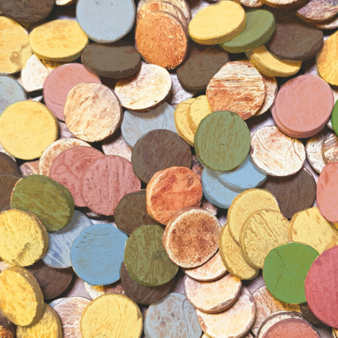 Kokosnoot rond assorti 25 mm, 250 gram