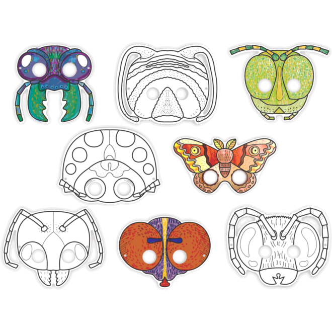 Insecten maskers 8 designs, 24 stuks