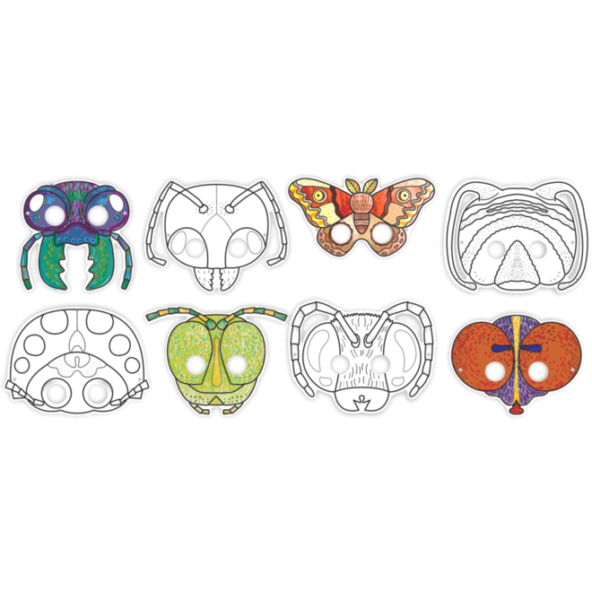 Insecten maskers 8 designs, 24 stuks