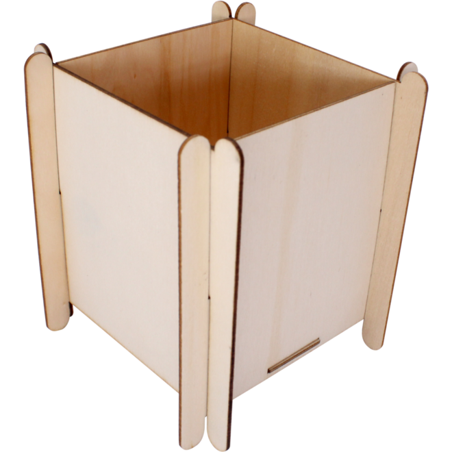 Plantenpotje hout 10 x 10 x 12 cm, 4 st