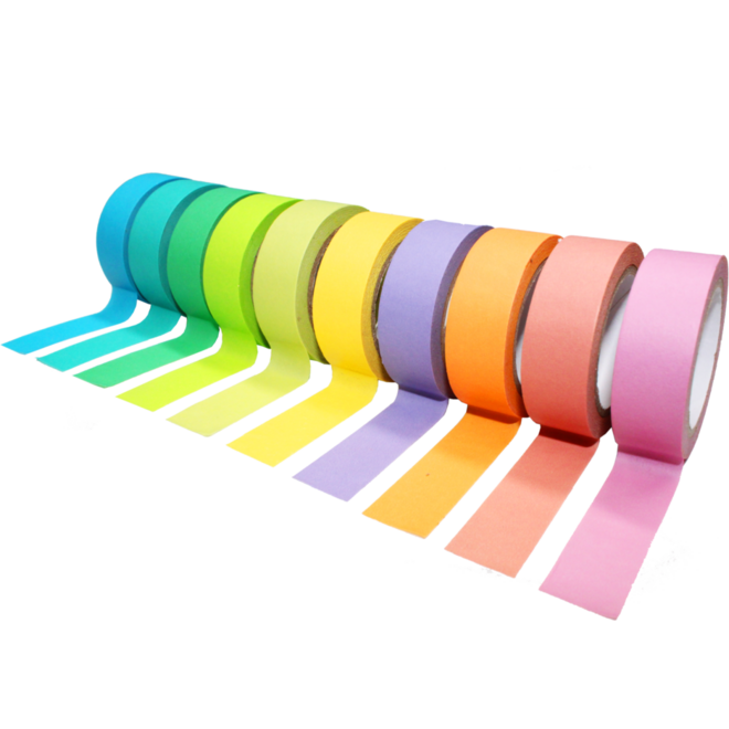 Tape regenboog assorti 15mm x 10 meter, 10 stuks