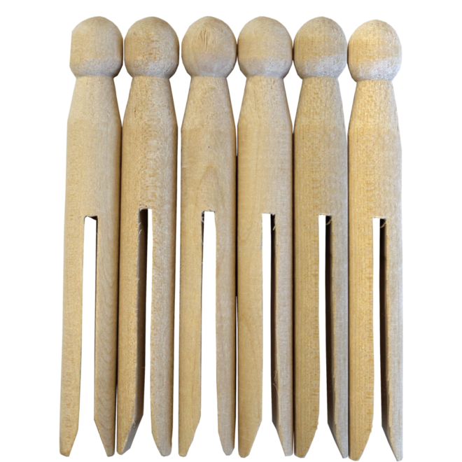 Retro houten wasknijpers 11 cm, 6 stuks