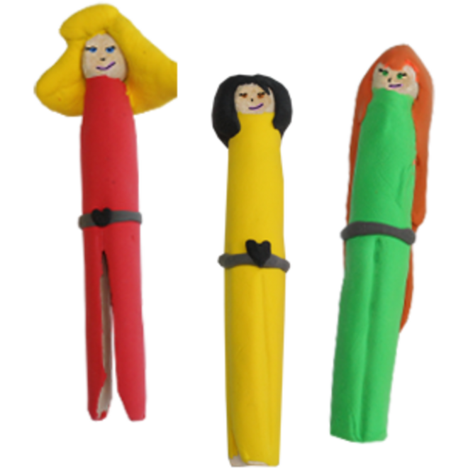 Retro houten wasknijpers 11 cm, 6 stuks