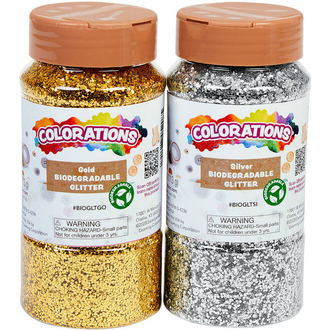Glitter biologisch afbreekbaar 120 gram zilver en goud, 2 stuks