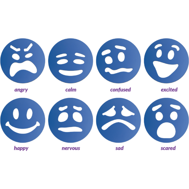 Sjablonen Emoties 10 cm, 8 stuks