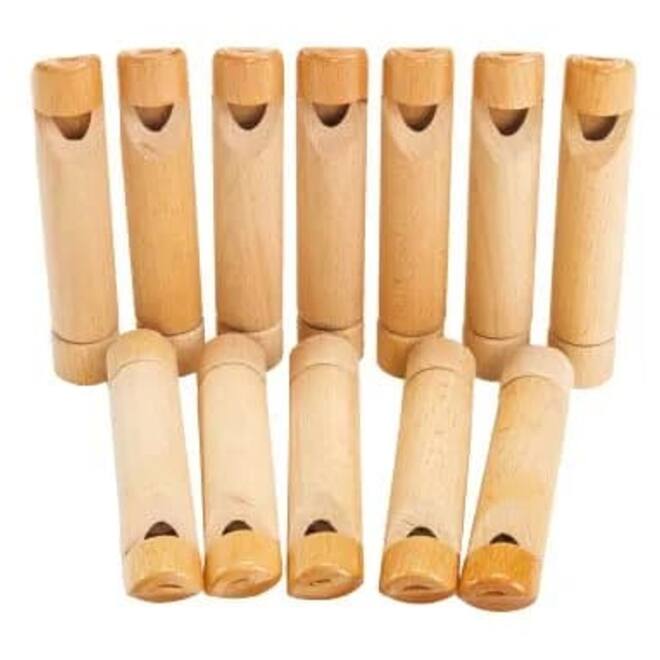 Fluitjes hout, 12 stuks