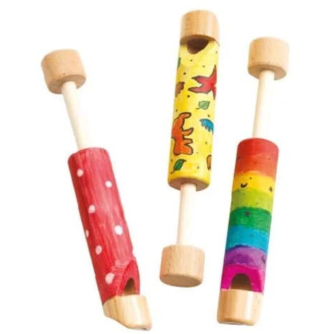 Fluitjes hout, 12 stuks