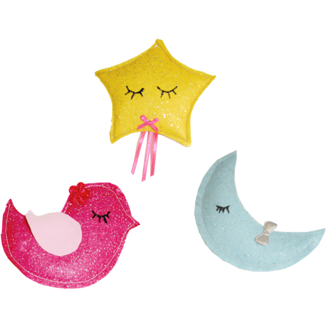 Vilt bio-glitter met plaklaag assorti 20 x 30 cm, 10 stuks