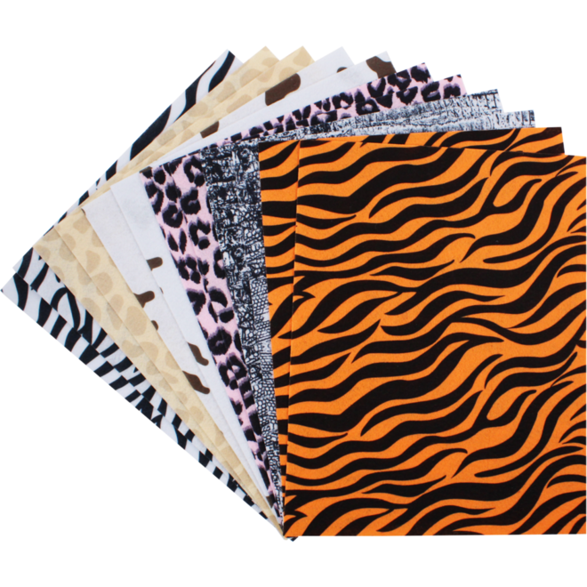Vilt dierenprint 24 x 30 cm 1 mm, 12 stuks