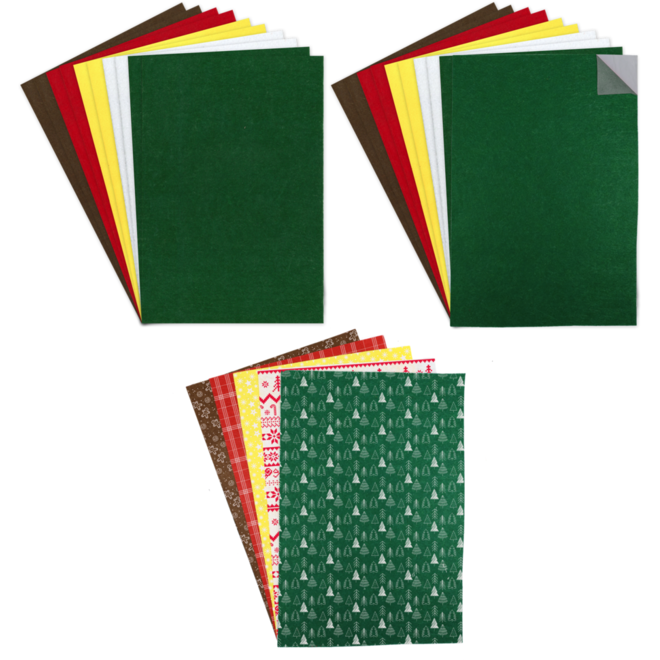 Vilt 20 x 30 cm kerst assortiment, 25 stuks