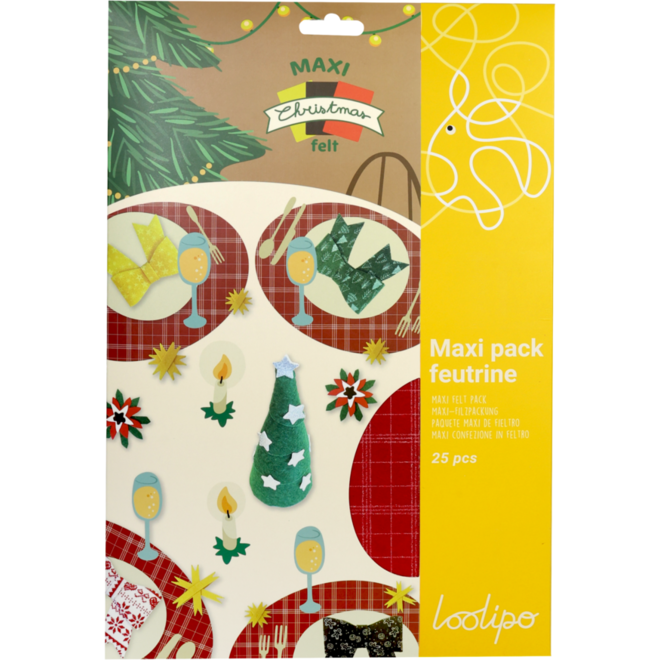Vilt 20 x 30 cm kerst assortiment, 25 stuks