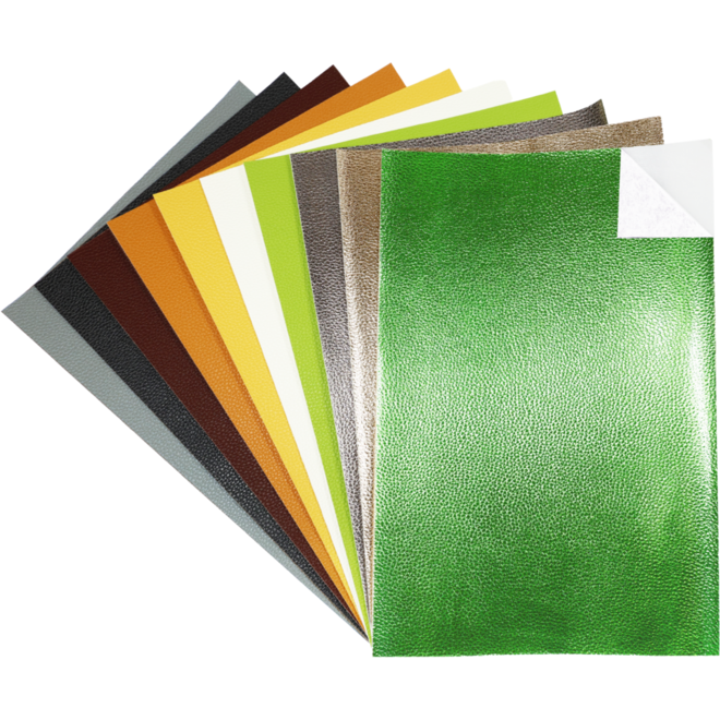 Kunstleer zelfklevend 20 x 30 cm savanne assorti, 10 stuks