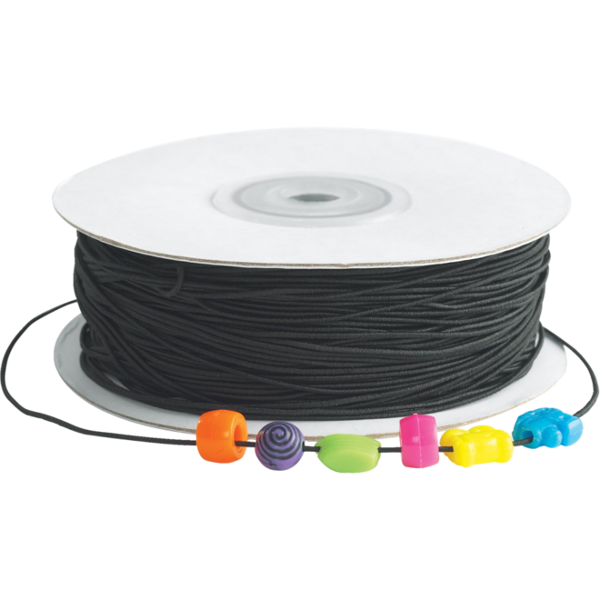 Rijgdraad elastisch zwart 1,5 mm, 90 meter