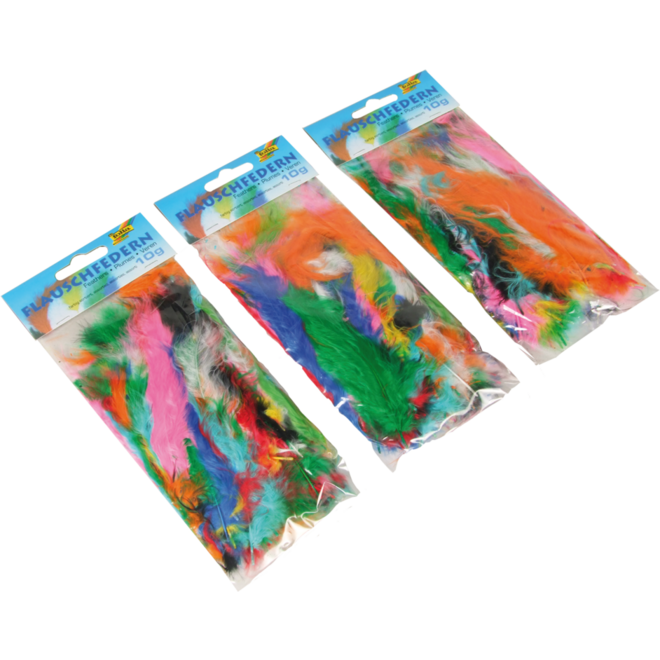 Dons-/kippenveren gekleurd, set van 3 zakjes elk 10 gram