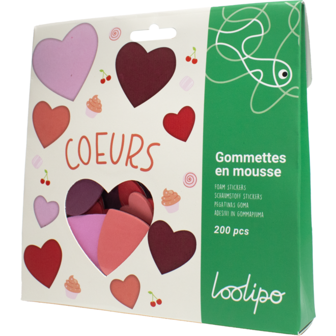 Foamstickers hartjes assorti, 200 stuks