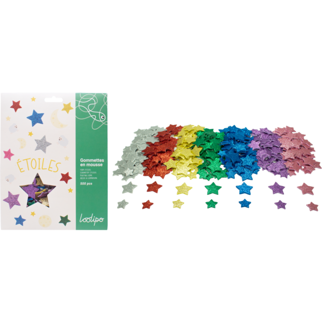 Foamstickers sterren assorti, 500 stuks