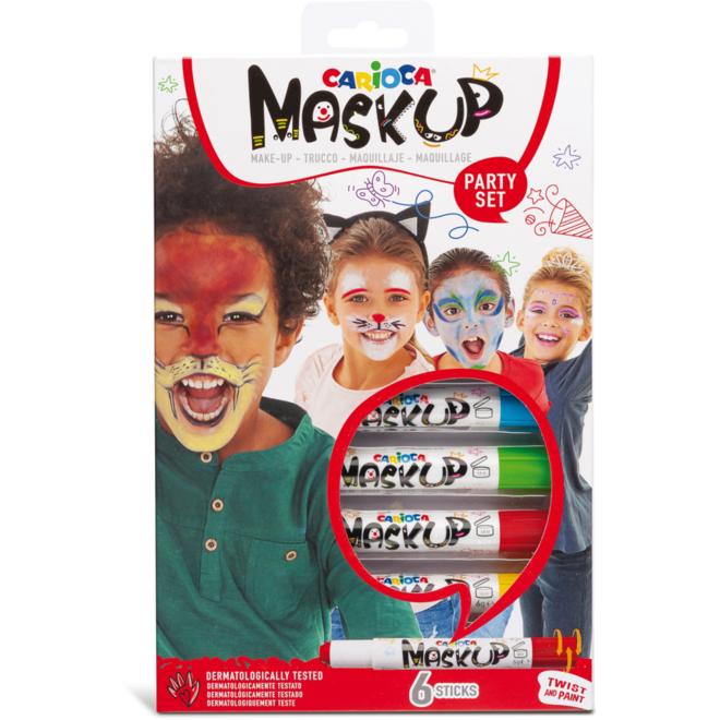 Mask-up schminkstiften Carioca party, 6 stuks
