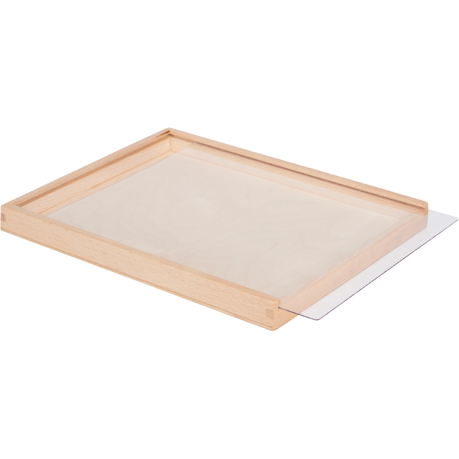 Rolf More - Kist van hout 23 x 29 x 4 cm met schuifdeksel