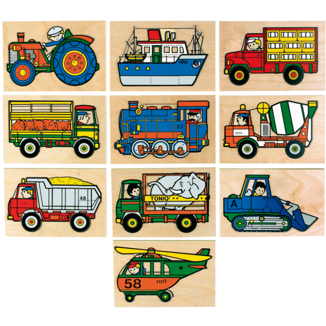 Rolf Puzzels - Puzzelserie voertuigen, 10 stukjes per puzzel