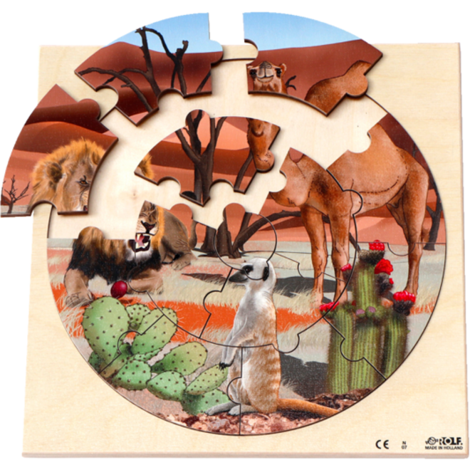 Rolf Puzzels - Reliëfpuzzel dieren in de woestijn, 12 stukjes