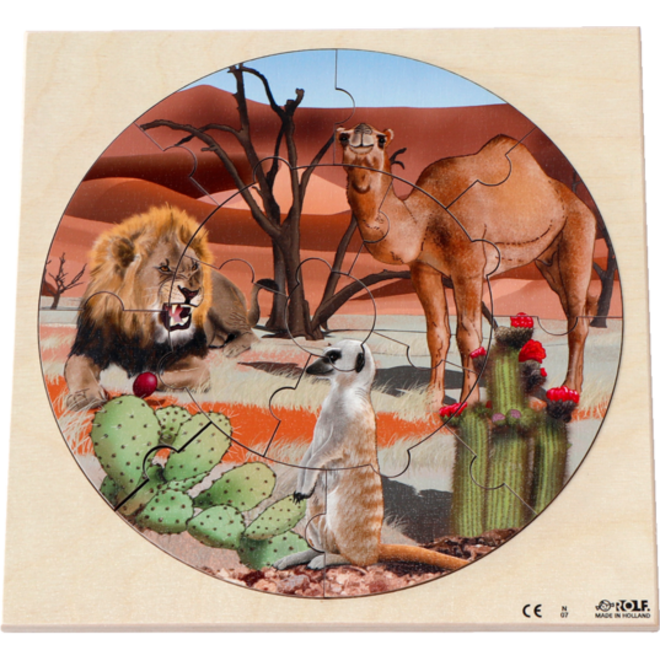 Rolf Puzzels - Reliëfpuzzel dieren in de woestijn, 12 stukjes