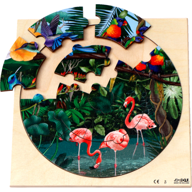 Rolf Puzzels - Reliëfpuzzel dieren in het regenwoud, 12 stukjes