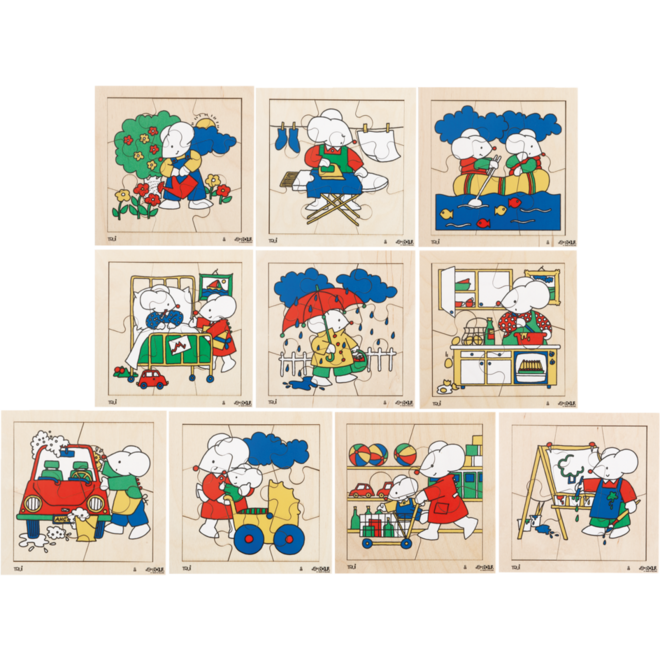 Rolf Puzzels - Puzzelserie bezige muizen, 3x4, 3x6 %4x9 stukjes