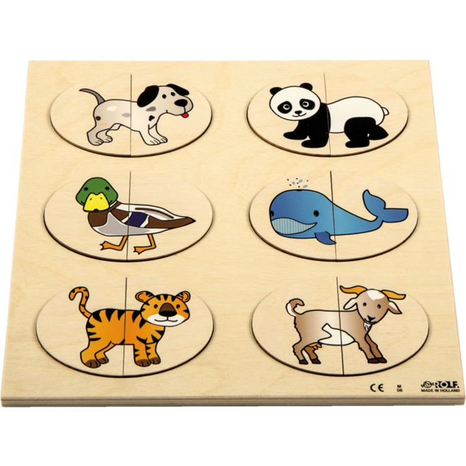 Rolf Puzzels - Reliëfpuzzel maak een geheel - dieren passen - 12 stukjes