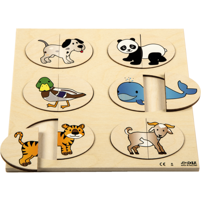 Rolf Puzzels - Reliëfpuzzel maak een geheel - dieren passen - 12 stukjes