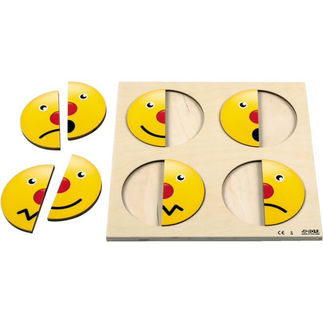 Rolf Puzzels - Reliëfpuzzel maak een geheel - emoties passen - 8 stukjes