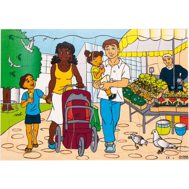 Rolf Puzzels - Puzzel familie op de markt, 32 stukjes