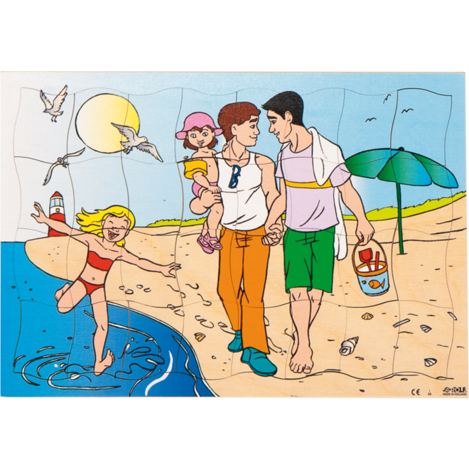 Rolf Puzzels - Puzzel familie op het strand, 32 stukjes
