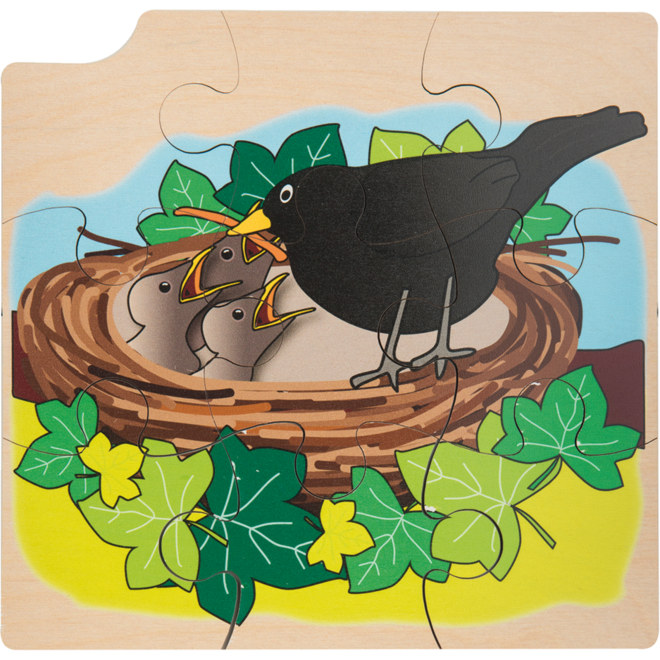 Rolf Puzzels - Groeipuzzel merel 4-lagen, 36 stukjes