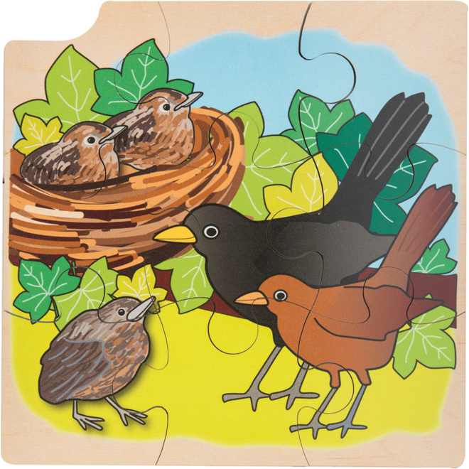 Rolf Puzzels - Groeipuzzel merel 4-lagen, 36 stukjes