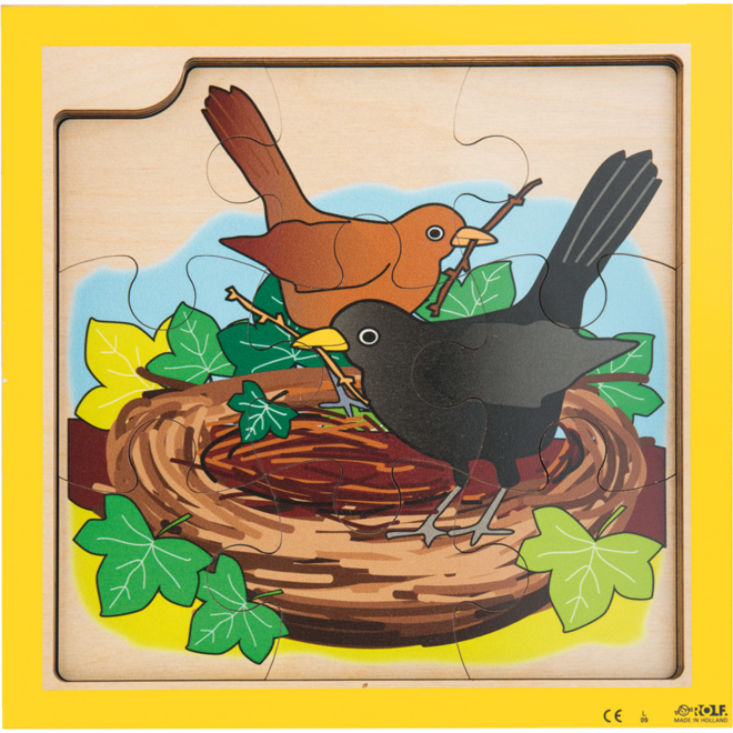 Rolf Puzzels - Groeipuzzel merel 4-lagen, 36 stukjes