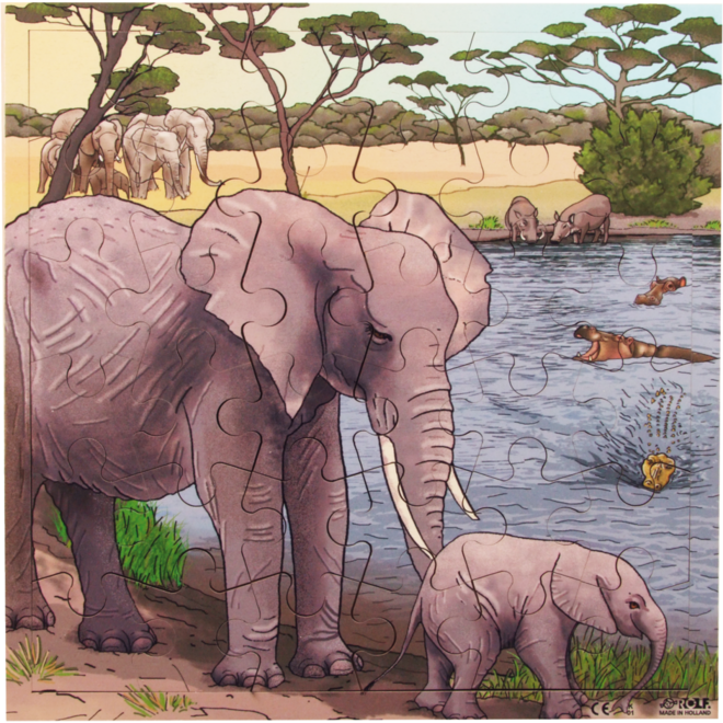 Rolf Puzzels - Puzzel olifanten, 36 stukjes