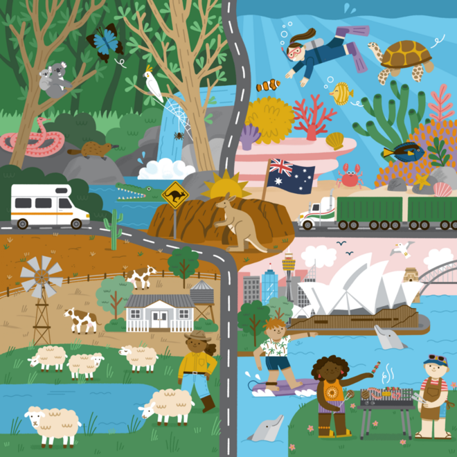 Rolf Puzzels - Puzzel landen Australië, 81 stukjes