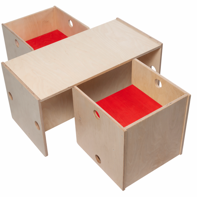 Rolf More - Stoel Kuben kleuteruitvoering rood 36 x 36 x 36 cm ongemonteerd
