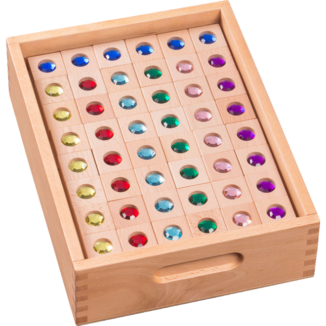 Juweelstenen in een houten kist