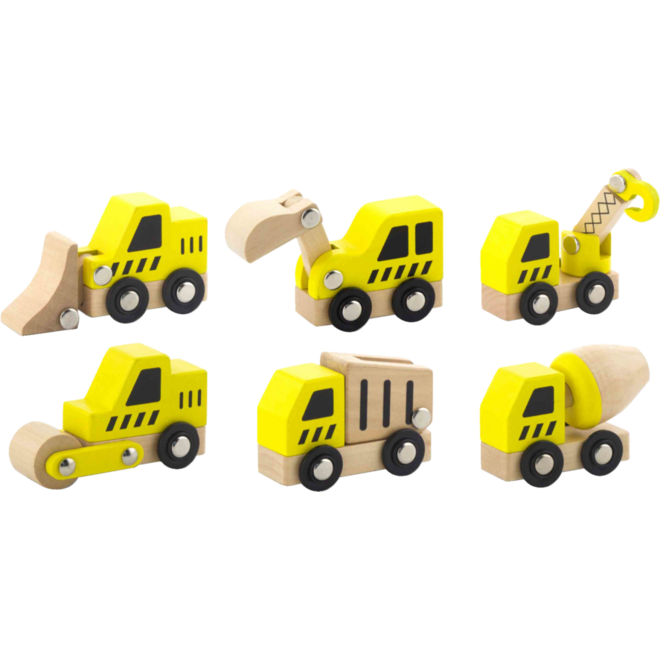 Constructieauto's, set van 6 stuks