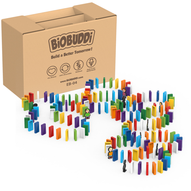 BiOBUDDi Domino 150, mix van 6 kleuren, inclusief 10 figuren