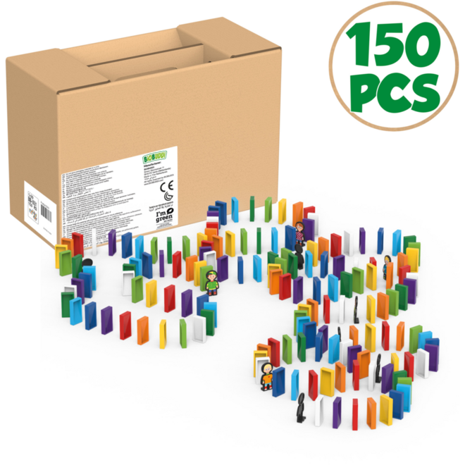 BiOBUDDi Domino 150, mix van 6 kleuren, inclusief 10 figuren