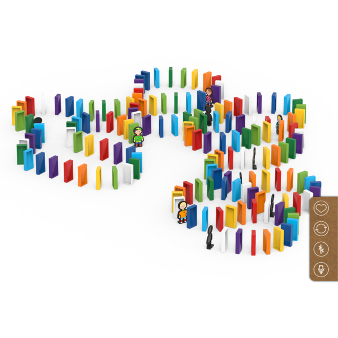BiOBUDDi Domino 150, mix van 6 kleuren, inclusief 10 figuren