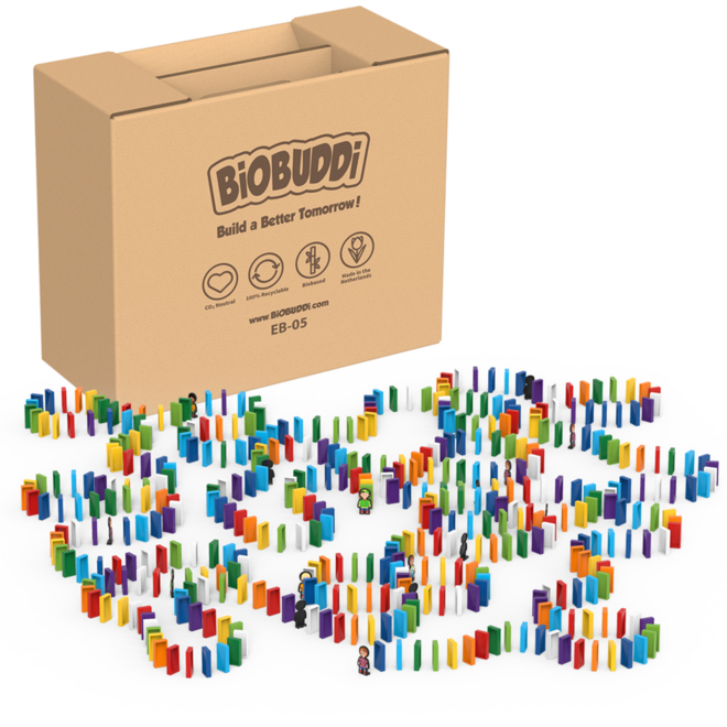 BiOBUDDi Domino 500 mix van 6 kleuren, inclusief 10 figuren