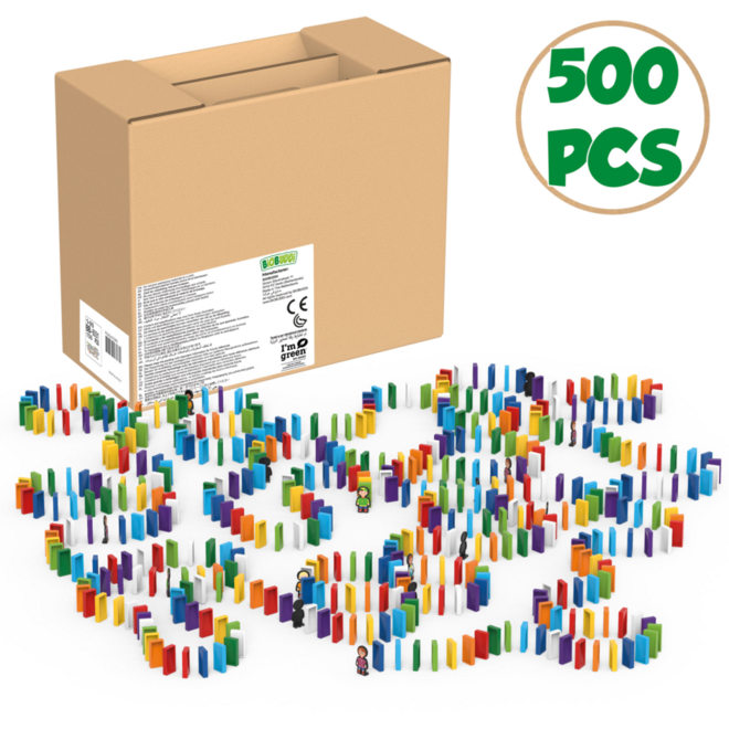 BiOBUDDi Domino 500 mix van 6 kleuren, inclusief 10 figuren