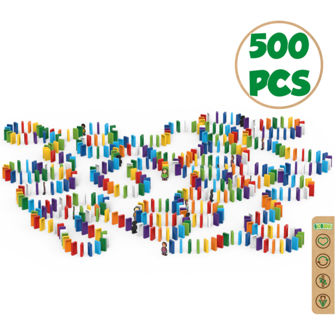 BiOBUDDi Domino 500 mix van 6 kleuren, inclusief 10 figuren